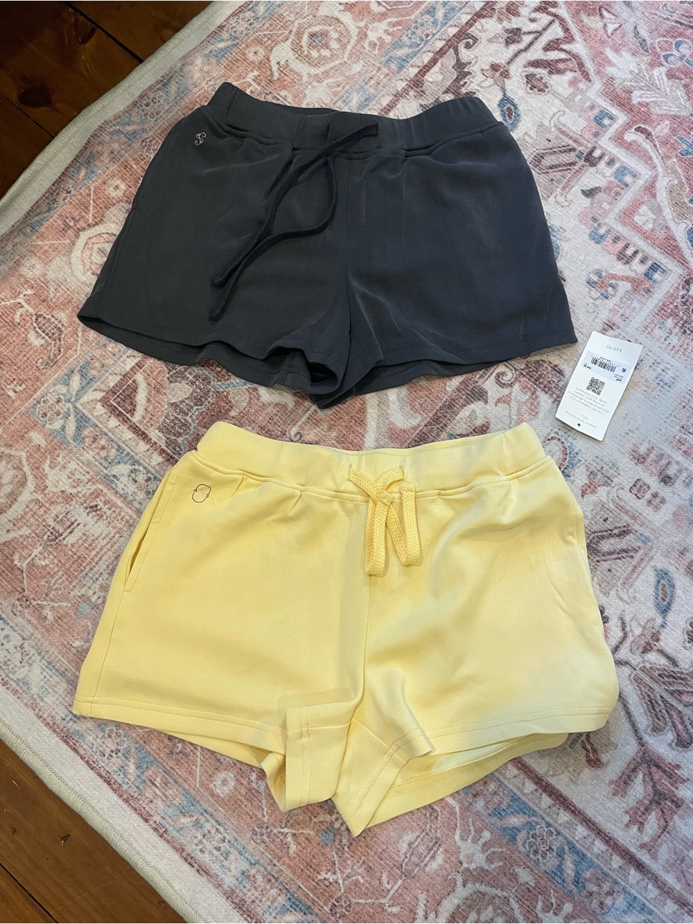 NWT AS Revival Women's Soft Drawstring Shorts — Butter Yellow & Charcoal